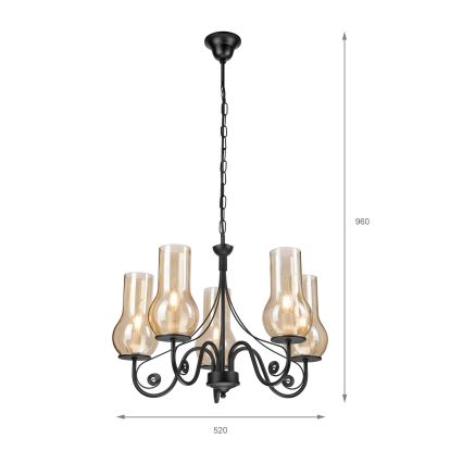 Brilagi - Люстра на ланцюгу COTTAGE 5xE14/40W/230V чорний/коричневий