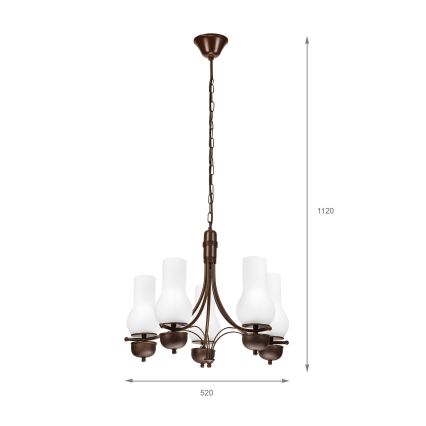Brilagi - Люстра на ланцюгу COTTAGE 5xE14/40W/230V дуб/білий