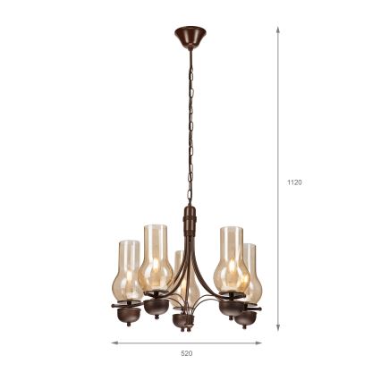 Brilagi - Люстра на ланцюгу COTTAGE 5xE14/40W/230V дуб/коричневий