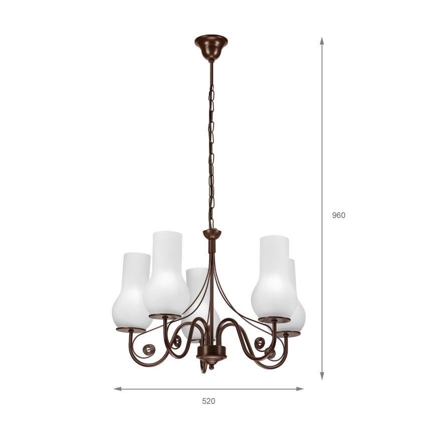 Brilagi - Люстра на ланцюгу COTTAGE 5xE14/40W/230V коричневий/білий