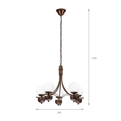 Brilagi - Люстра на ланцюгу COTTAGE 5xG9/40W/230V дуб/білий