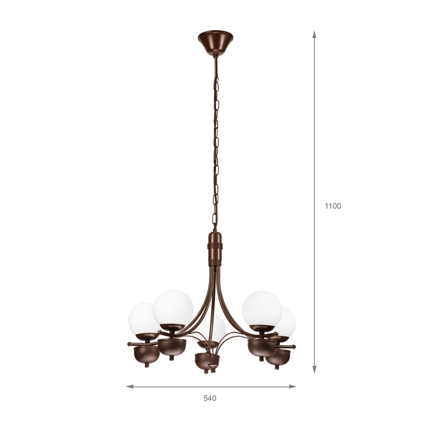 Brilagi - Люстра на ланцюгу COTTAGE 5xG9/40W/230V дуб/білий