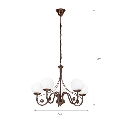 Brilagi - Люстра на ланцюгу COTTAGE 5xG9/40W/230V коричневий/білий