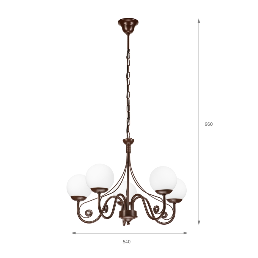 Brilagi - Люстра на ланцюгу COTTAGE 5xG9/40W/230V коричневий/білий