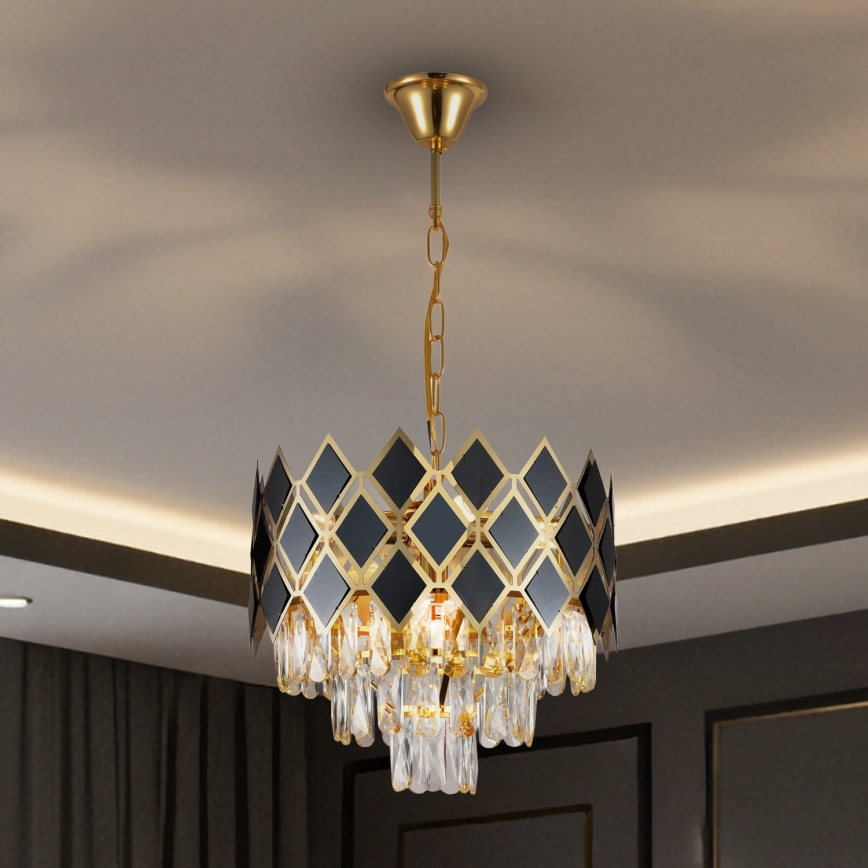 Brilagi - Люстра на ланцюгу CRISTAL 5xE14/40W/230V діам. 38 см золота/чорна