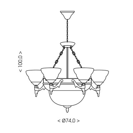 Brilagi - Люстра на ланцюгу DAHLIA 9xE27/40W/230V діам. 74 см латунь