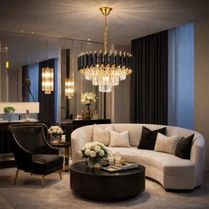 Brilagi - Люстра на ланцюгу ECLIPSE 5xE14/10 Вт/230 В, діаметр 38 см, чорна/золота