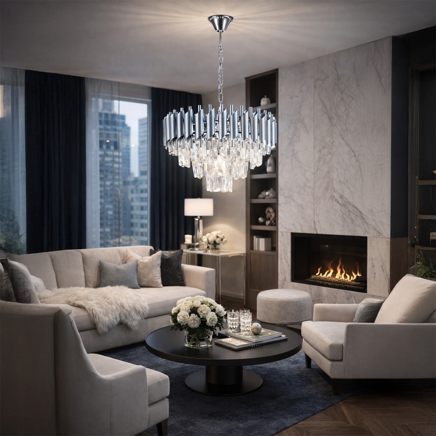 Brilagi - Люстра на ланцюгу ECLIPSE 5xE14/10W/230V діам. 38 см срібляста