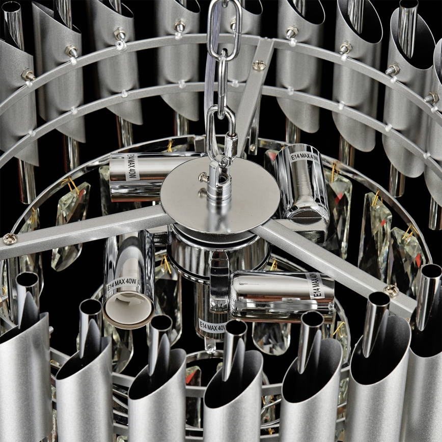 Brilagi - Люстра на ланцюгу ECLIPSE 5xE14/10W/230V діам. 38 см срібляста