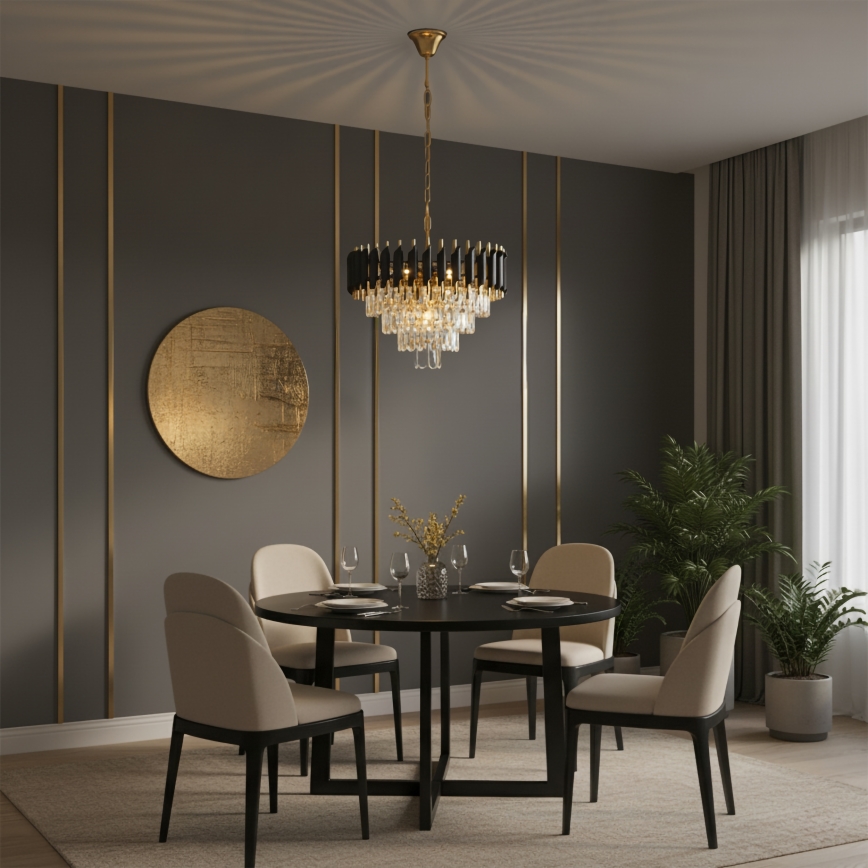 Brilagi - Люстра на ланцюгу ECLIPSE 7xE14/10W/230V діам. 48 см чорна/золота