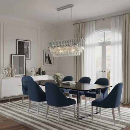 Брілагі - люстра на ланцюгу ЕКЛІПС 10xE14/10W/230V 78x28 cm срібляста