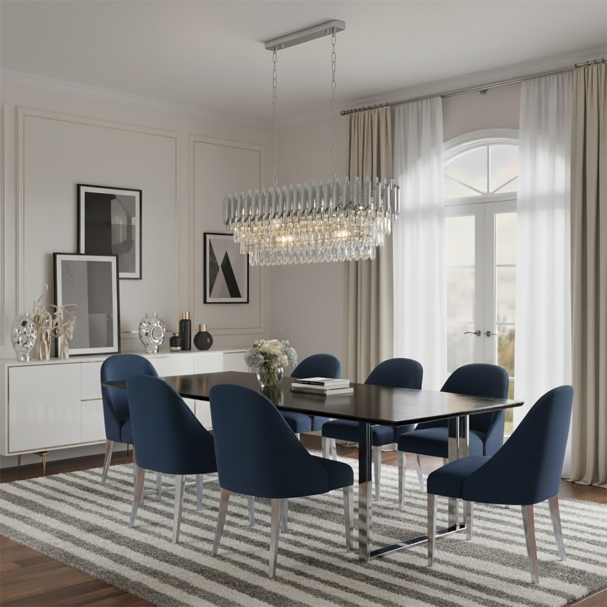 Брілагі - люстра на ланцюгу ЕКЛІПС 10xE14/10W/230V 78x28 cm срібляста