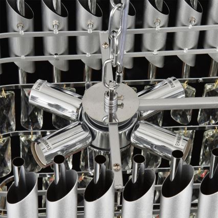 Брілагі - люстра на ланцюгу ЕКЛІПС 10xE14/10W/230V 78x28 cm срібляста