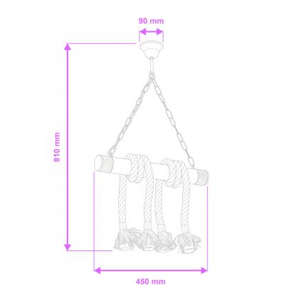 Brilagi - Люстра на ланцюгу KOS 4xE27/60W/230V бук