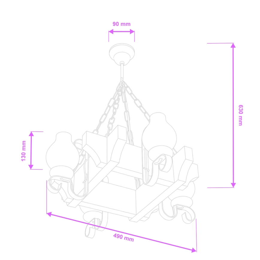 Brilagi - Люстра на ланцюгу QUEEN 4xE14/40W/230V бук
