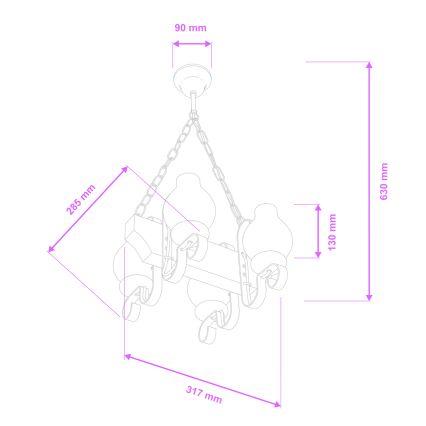 Brilagi - Люстра на ланцюгу QUEEN 4xE14/40W/230V бук