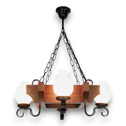 Brilagi - Люстра на ланцюгу QUEEN 4xE14/40W/230V бук/волоський горіх