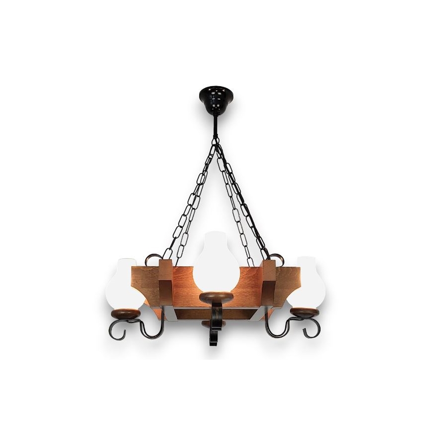 Brilagi - Люстра на ланцюгу QUEEN 4xE14/40W/230V бук/волоський горіх