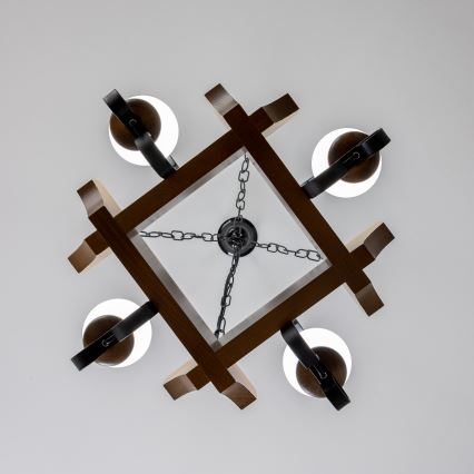 Brilagi - Люстра на ланцюгу QUEEN 4xE14/40W/230V бук/волоський горіх