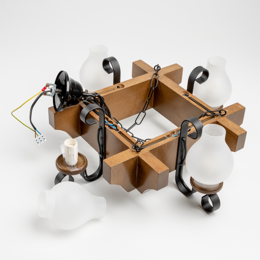 Brilagi - Люстра на ланцюгу QUEEN 4xE14/40W/230V бук/волоський горіх