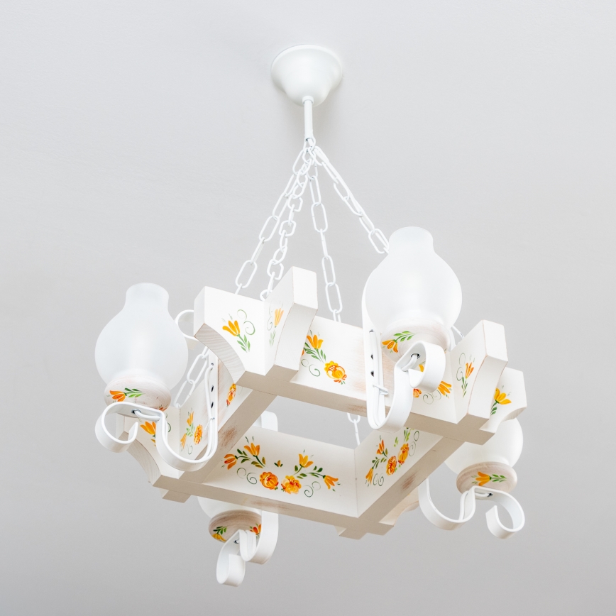 Brilagi - Люстра на ланцюгу QUEEN 4xE14/40W/230V бук/кремова