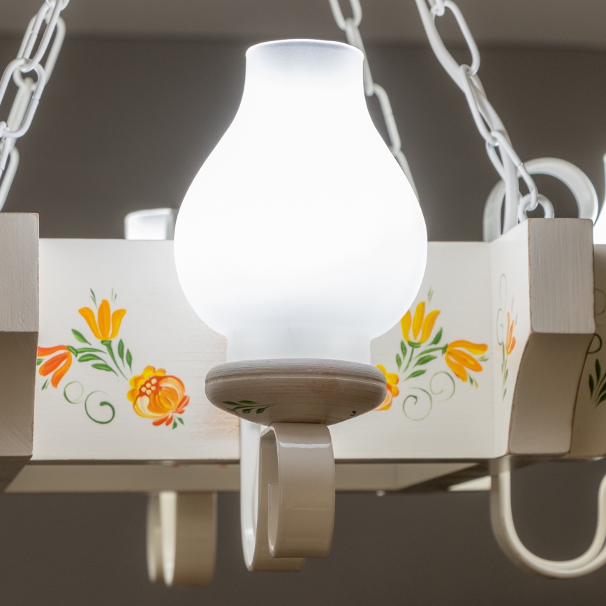 Brilagi - Люстра на ланцюгу QUEEN 4xE14/40W/230V бук/кремова