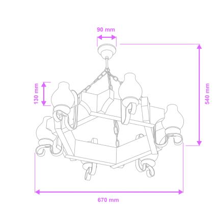 Brilagi - Люстра на ланцюгу QUEEN 6xE14/40W/230V бук