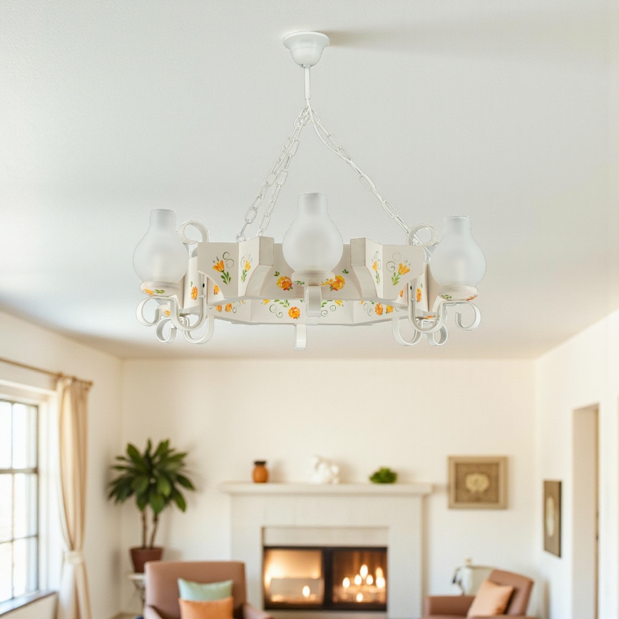 Brilagi - Люстра на ланцюгу QUEEN 6xE14/40W/230V бук/кремова