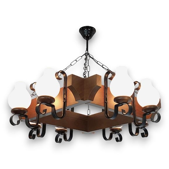 Brilagi - Люстра на ланцюгу QUEEN 8xE14/40W/230V бук/волоський горіх