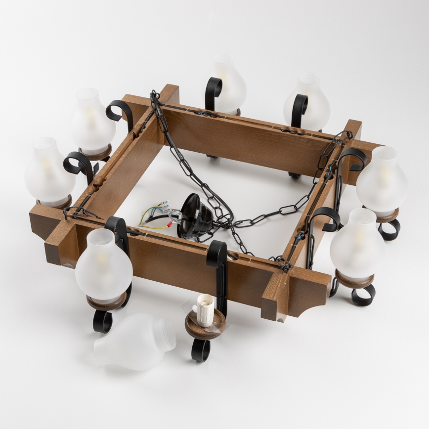 Brilagi - Люстра на ланцюгу QUEEN 8xE14/40W/230V бук/волоський горіх