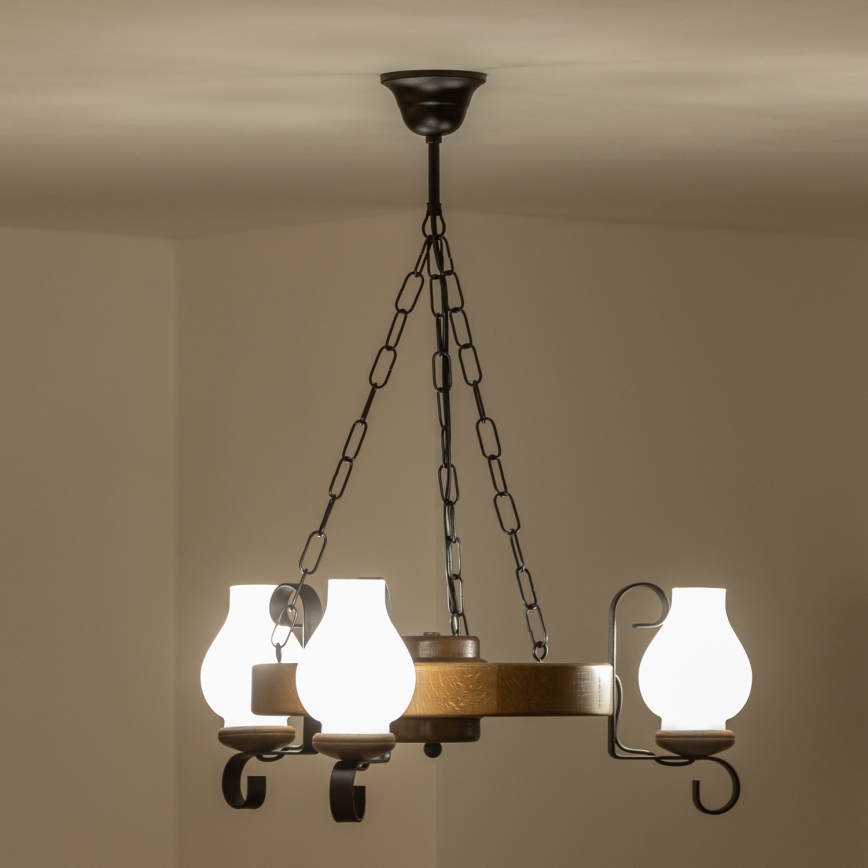 Brilagi - Люстра на ланцюгу ROATA 3xE14/40W/230V бук/волоський горіх