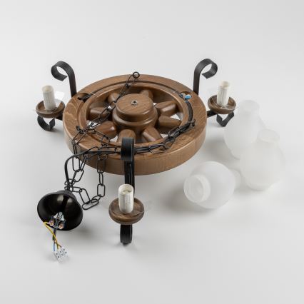 Brilagi - Люстра на ланцюгу ROATA 3xE14/40W/230V бук/волоський горіх