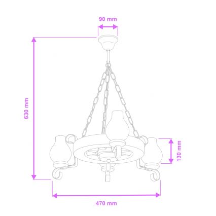 Brilagi - Люстра на ланцюгу ROATA 3xE14/40W/230V бук/волоський горіх