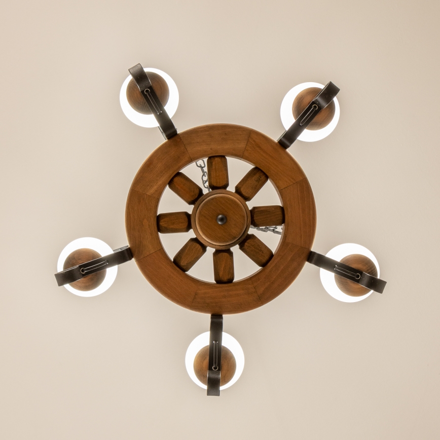 Brilagi - люстра на ланцюгу ROATA 5xE14/40W/230V, діаметр 50 см, з бука