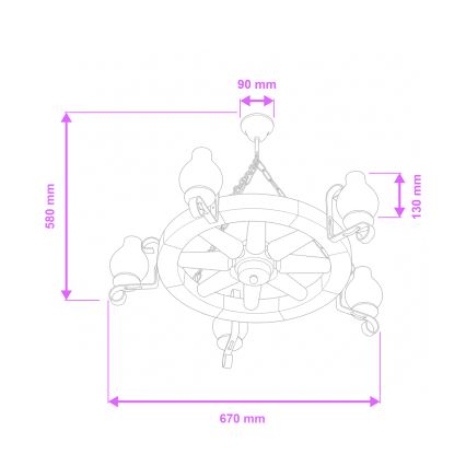 Brilagi - Люстра на ланцюгу ROATA, 5xE14/40W/230V, діаметр 70 см, з буку