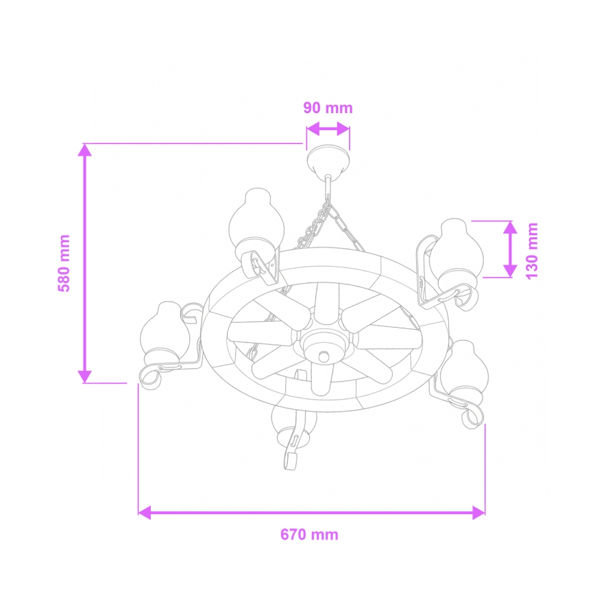 Brilagi - Люстра на ланцюгу ROATA, 5xE14/40W/230V, діаметр 70 см, з буку