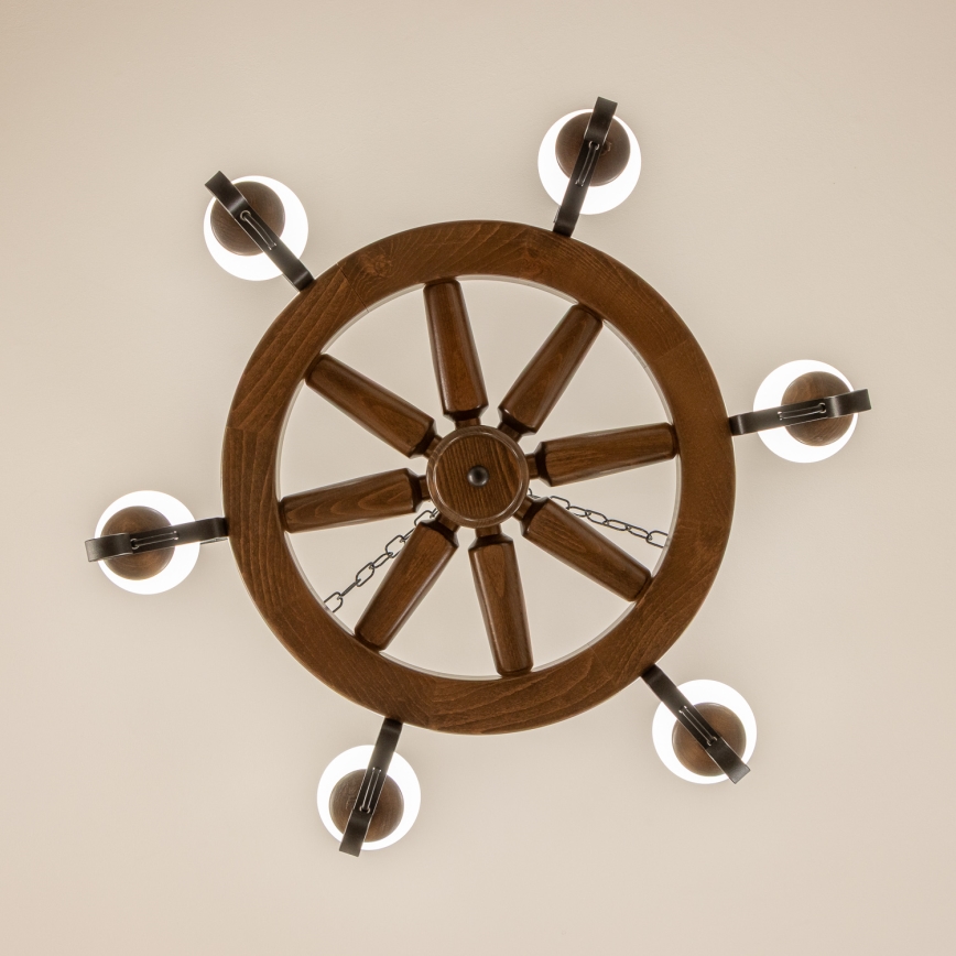 Brilagi - Люстра на ланцюгу ROATA 6xE14/40W/230V, діаметр 70 см, бук/горіх