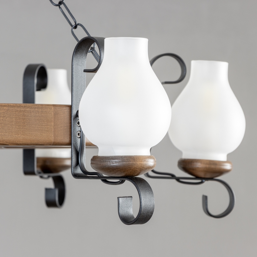 Brilagi - Люстра на ланцюгу ROATA 6xE14/40W/230V, діаметр 70 см, бук/горіх