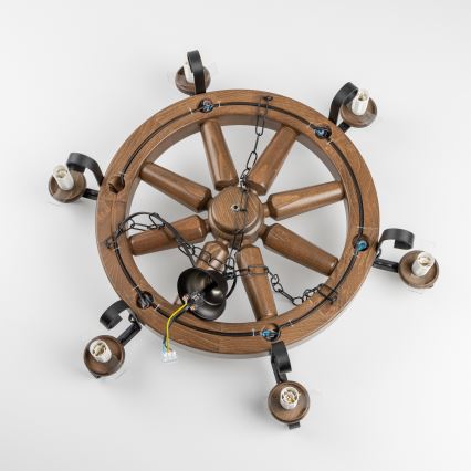 Brilagi - Люстра на ланцюгу ROATA 6xE14/40W/230V, діаметр 70 см, бук/горіх