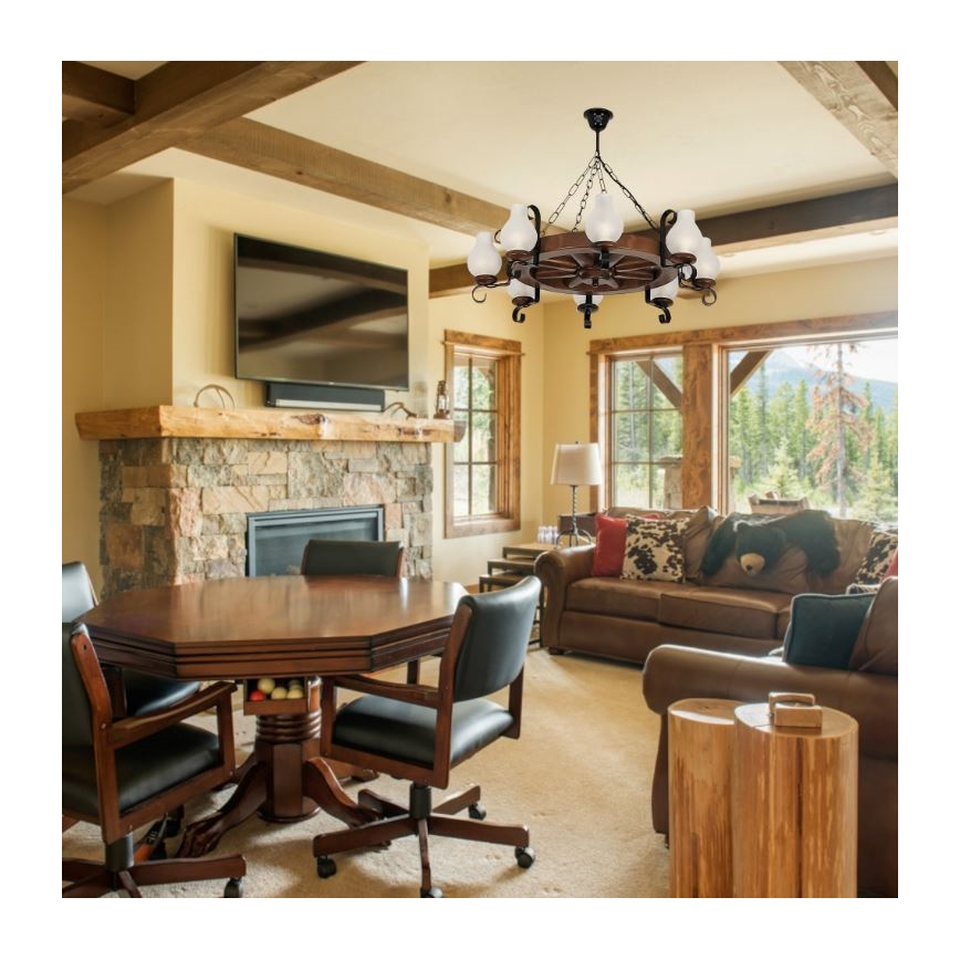 Brilagi - Люстра на ланцюгу ROATA 8xE14/40W/230V бук/волоський горіх