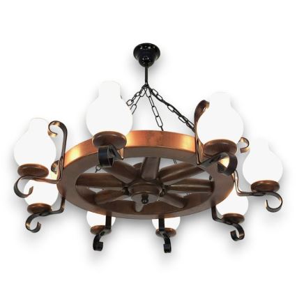 Brilagi - Люстра на ланцюгу ROATA 8xE14/40W/230V бук/волоський горіх