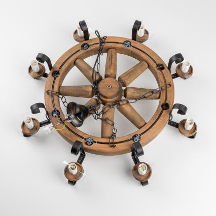 Brilagi - Люстра на ланцюгу ROATA 8xE14/40W/230V, діаметр 70 см, з буку