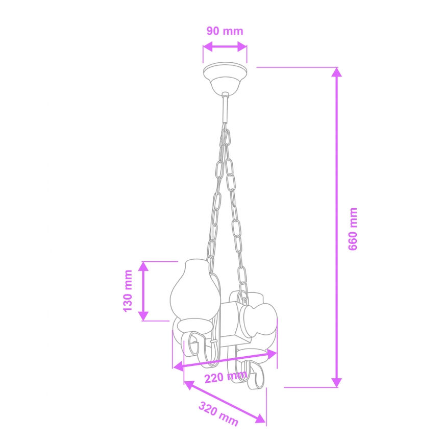 Brilagi - Люстра на ланцюгу RUSTIC 2xE14/40W/230V бук/волоський горіх