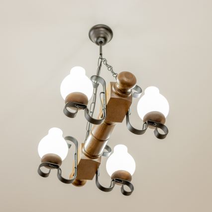 Brilagi - Люстра на ланцюгу RUSTIC 4xE14/40W/230V бук/волоський горіх