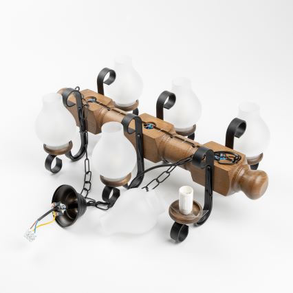 Brilagi - Люстра на ланцюгу RUSTIC 6xE14/40W/230V бук/волоський горіх