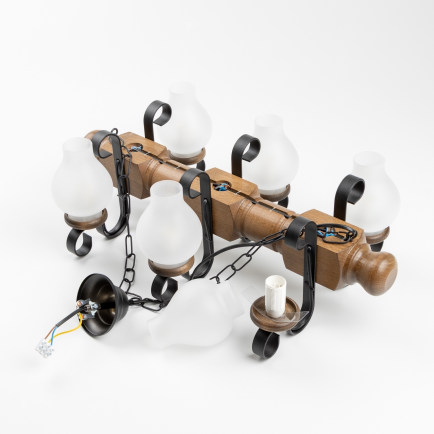 Brilagi - Люстра на ланцюгу RUSTIC 6xE14/40W/230V бук/волоський горіх