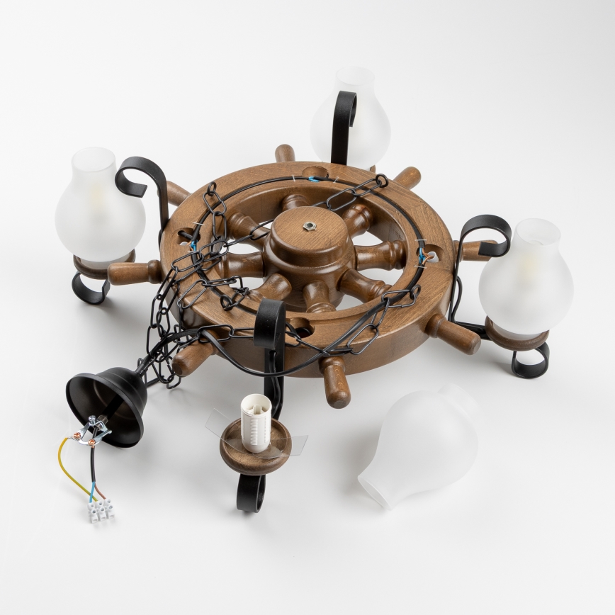 Brilagi - Люстра на ланцюгу TIMONA 4xE14/40W/230V діаметр 50 см бук/горіх