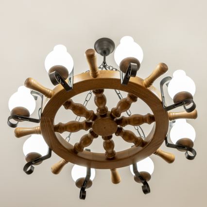 Brilagi - Люстра на ланцюгу TIMONA 8xE14/40W/230V, діаметр 70 см, бук/горіх