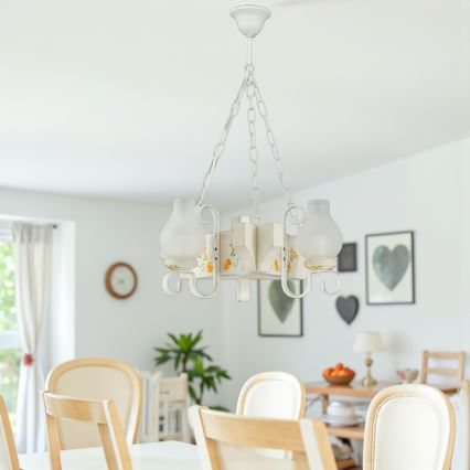 Брілагі - Люстра на ланцюгу КВІН 3xE14/40W/230V бук/кремова