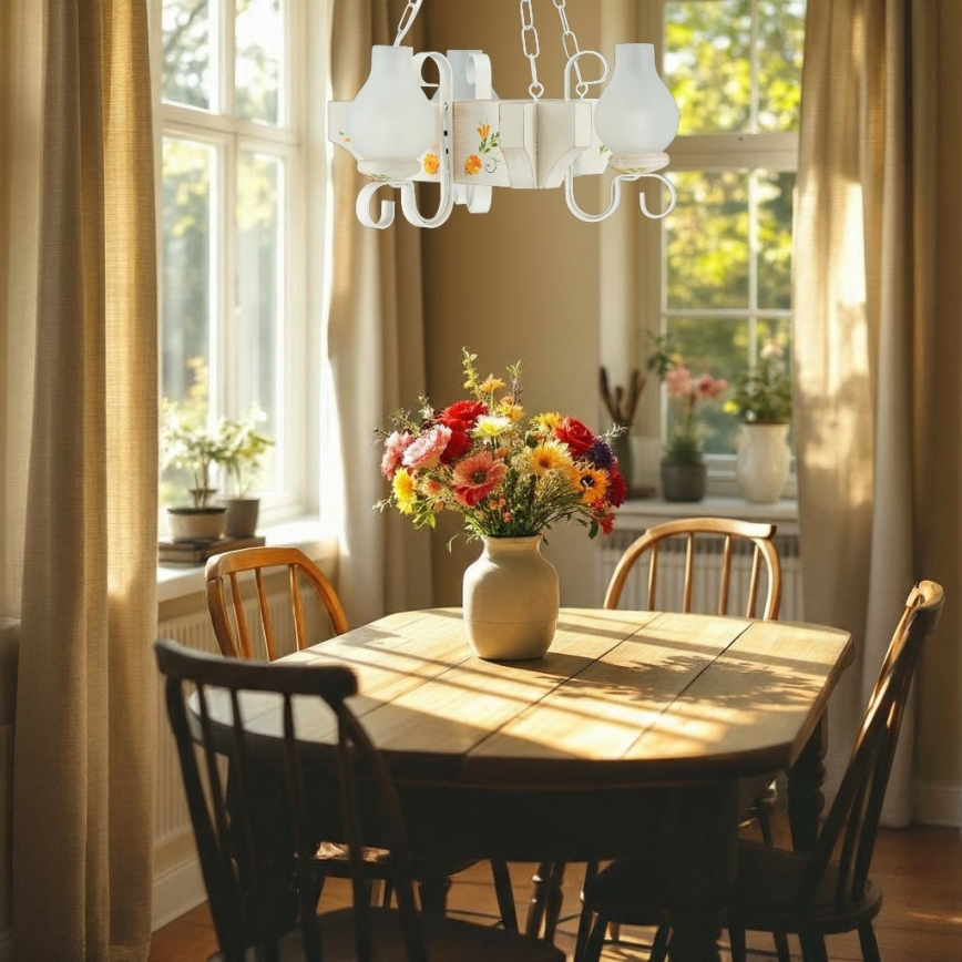 Брілагі - Люстра на ланцюгу КВІН 3xE14/40W/230V бук/кремова